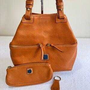 DOONEY & BOURKE British Tan Convertible Shopper Pocket Tote with Bonuses